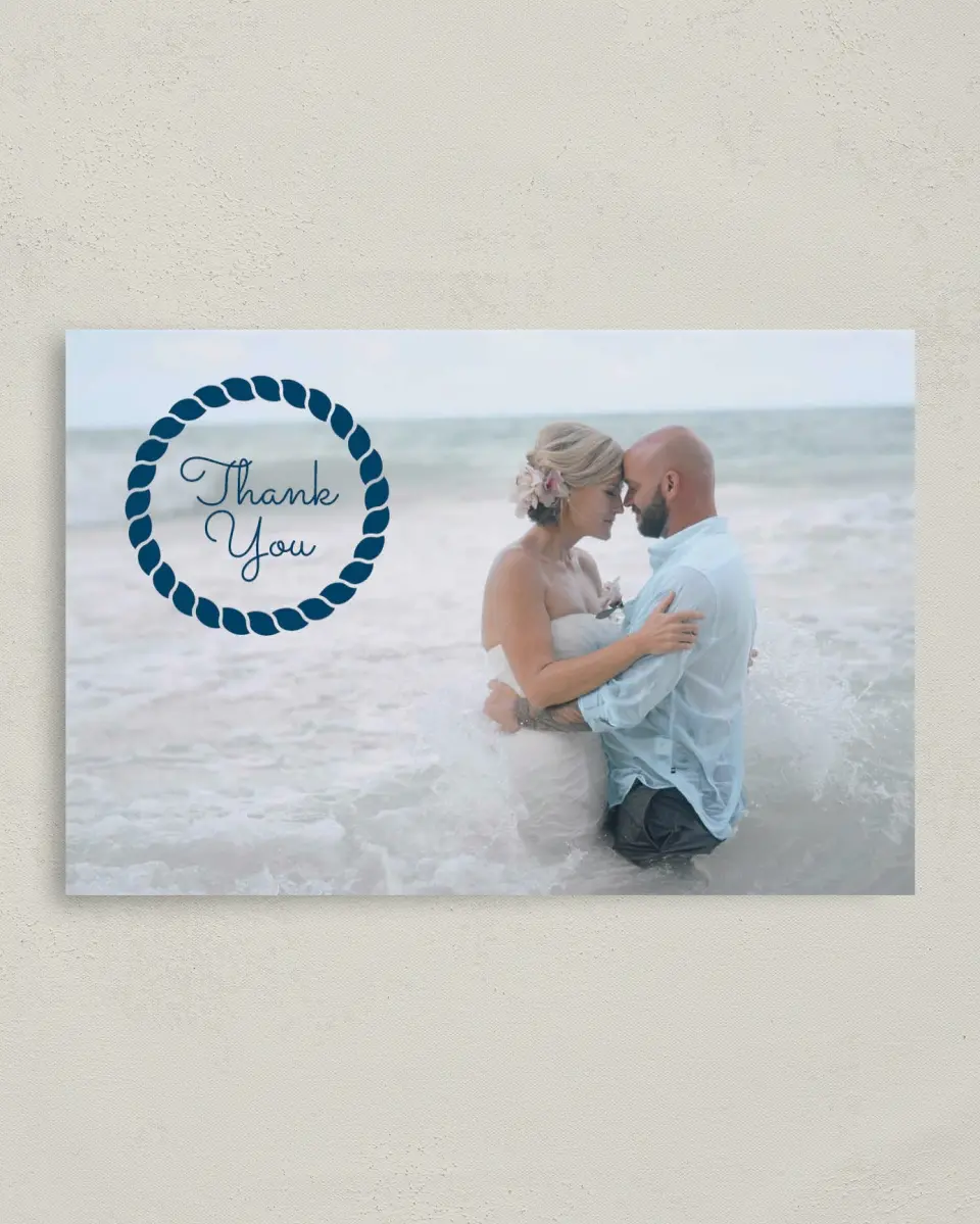 This is a 4" x 6" Folded Thank You Card called Nautical Stripes printed in full color on Premium Smooth paper