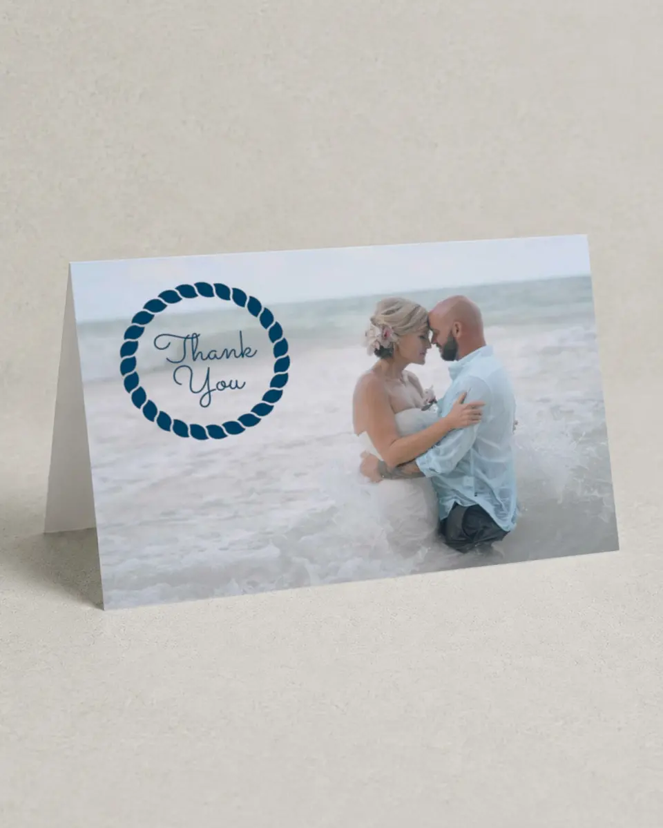 This is a 4" x 6" Folded Thank You Card called Nautical Stripes printed in full color on Premium Smooth paper