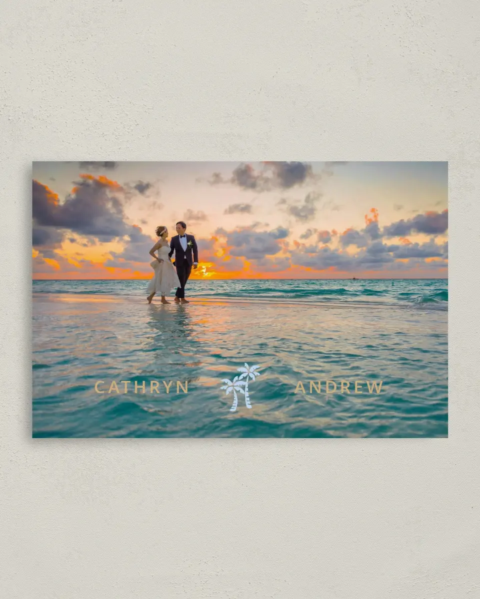 This is a 4" x 6" Folded Thank You Card called Stamped Palms printed in full color on Premium Smooth paper