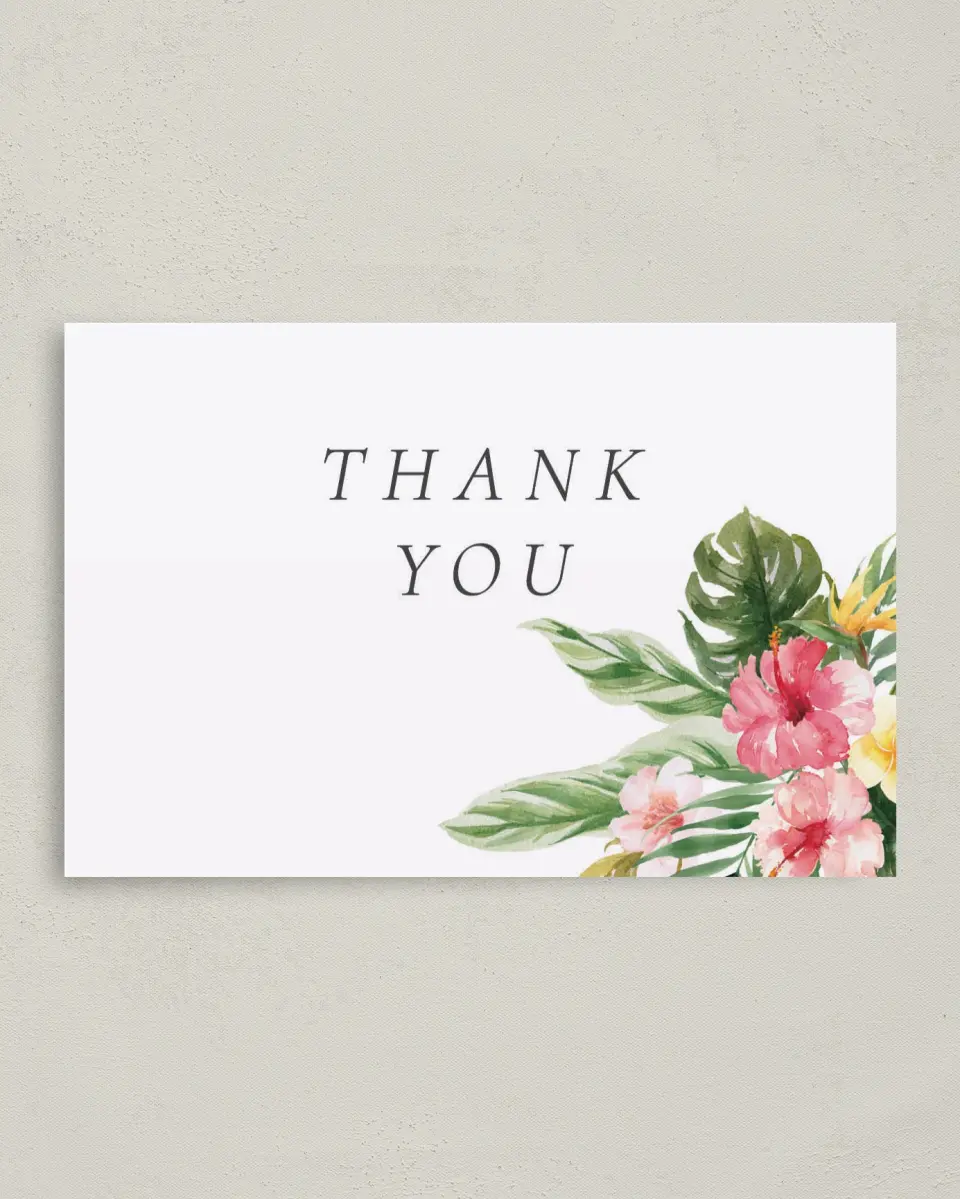 This is a 4" x 6" Folded Thank You Card called Paradise of Love printed in full color on Premium Smooth paper