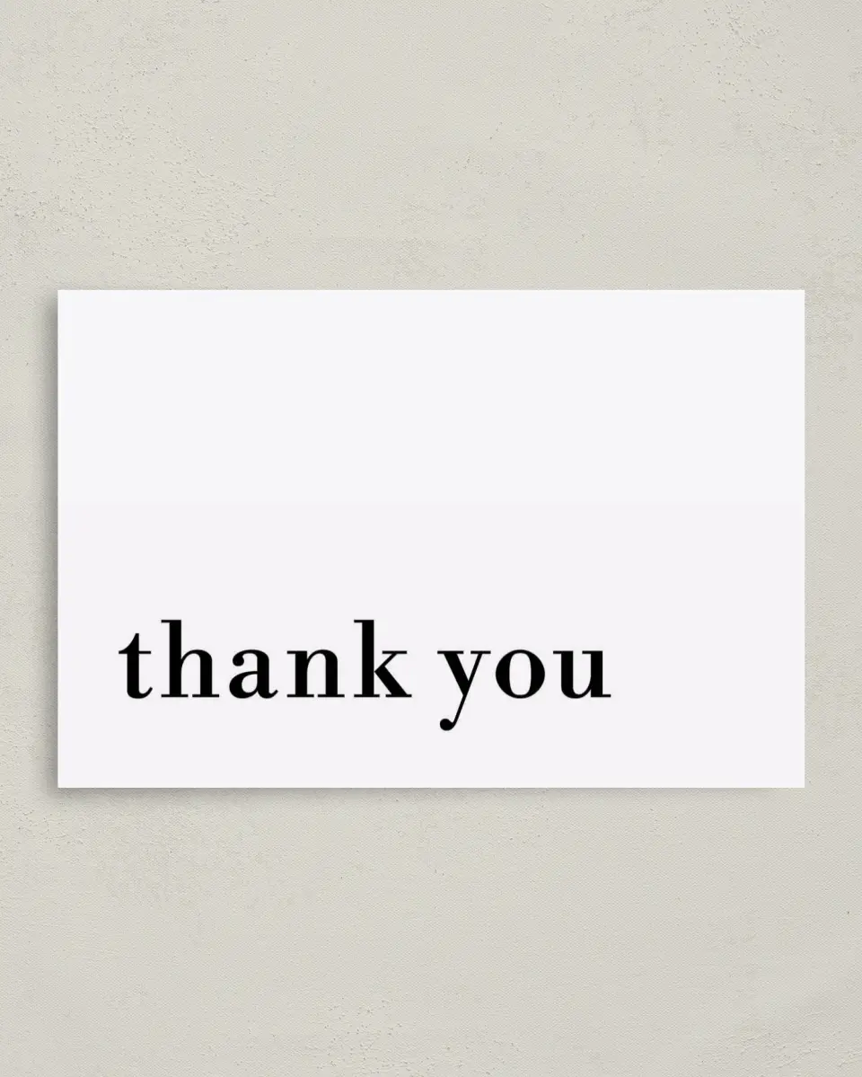This is a 4" x 6" Folded Business Thank You Card called Simply Grateful printed in full color