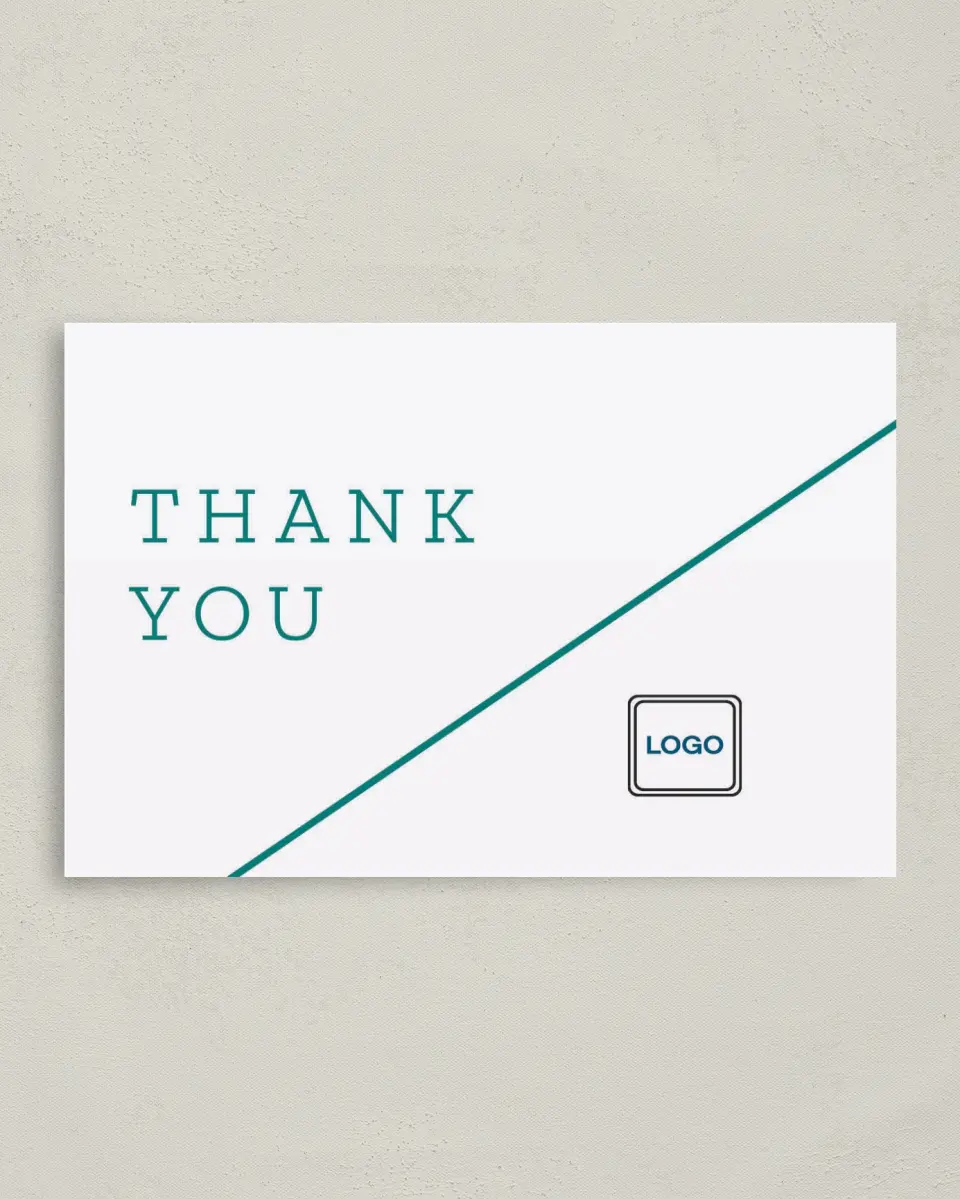 This is a 4" x 6" Folded Business Thank You Card called Modern Simplicity printed in full color on Premium Smooth paper