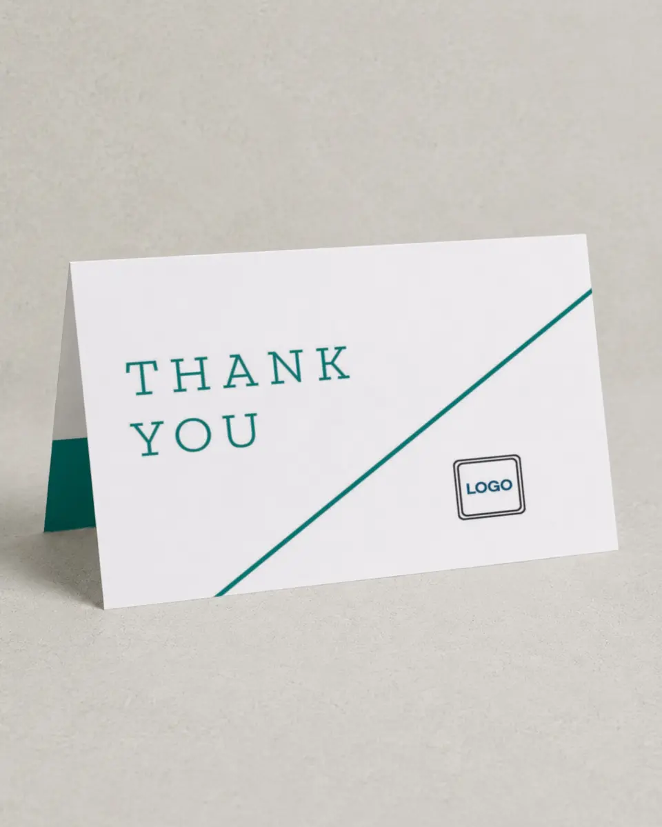This is a 4" x 6" Folded Business Thank You Card called Modern Simplicity printed in full color on Premium Smooth paper