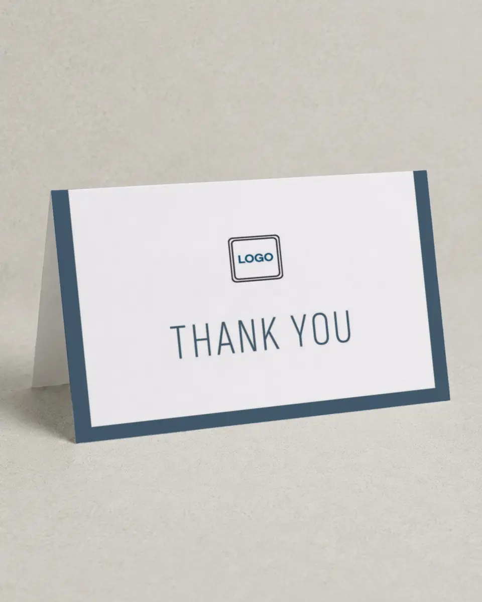 This is a 4" x 6" Folded Business Thank You Card called Framed Gratitude printed in full color on Premium Smooth paper