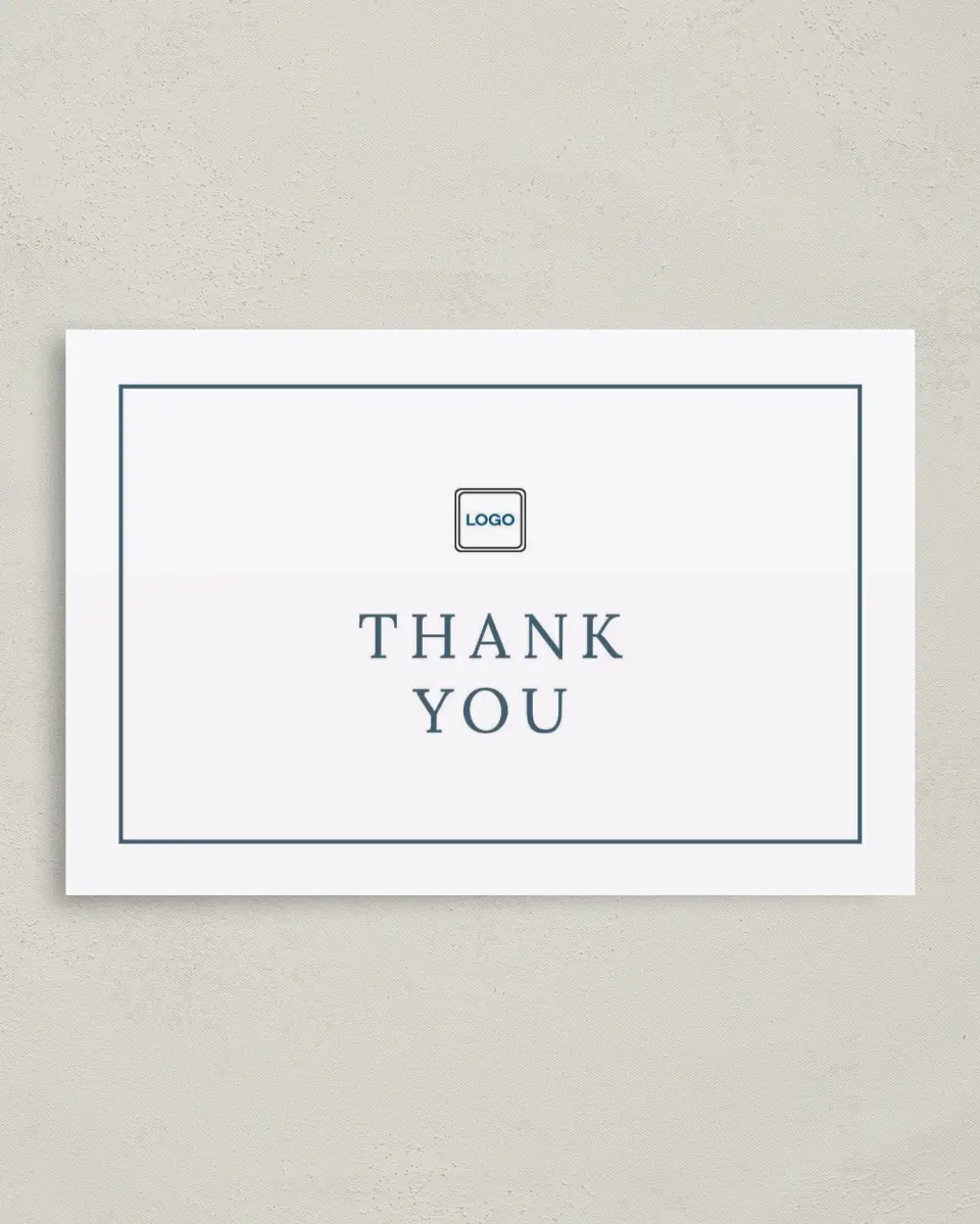 This is a 4" x 6" Folded Business Thank You Card called Stately Square printed in full color