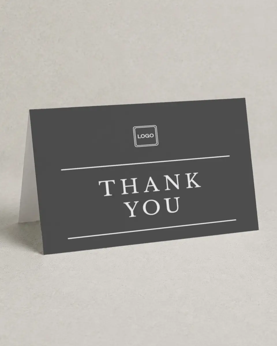 This is a 4" x 6" Folded Business Thank You Card called Boldly Simple printed in full color on Premium Smooth paper