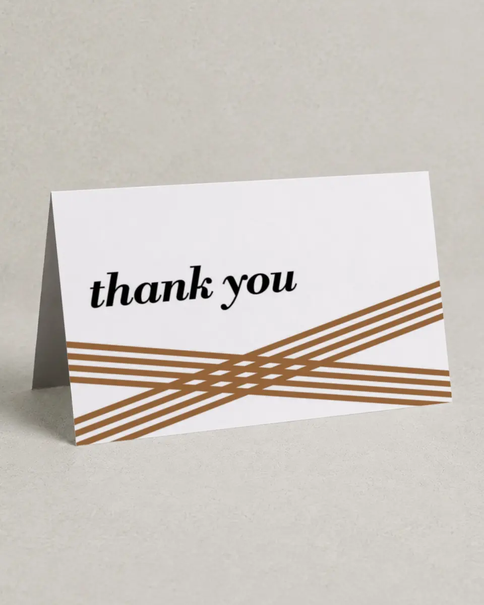 This is a 4" x 6" Folded Business Thank You Card called Modern Intersection printed in full color on Premium Smooth paper