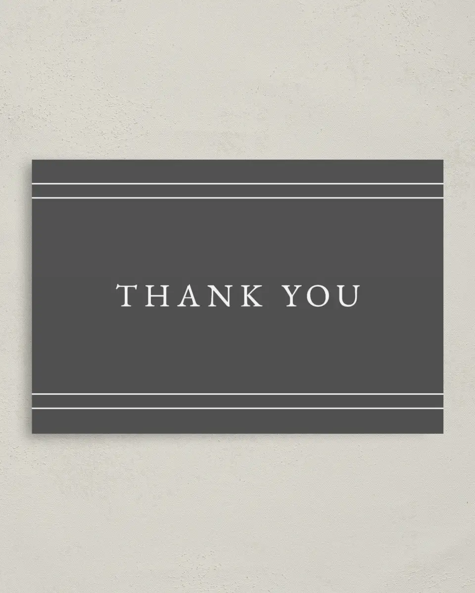 This is a 4" x 6" Folded Business Thank You Card called Perfectly Parallel printed in full color on Premium Smooth paper