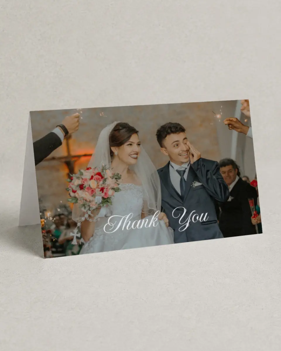 This is a 4" x 6" Folded Thank You Card called Dark Blooms printed in full color on Premium Smooth paper