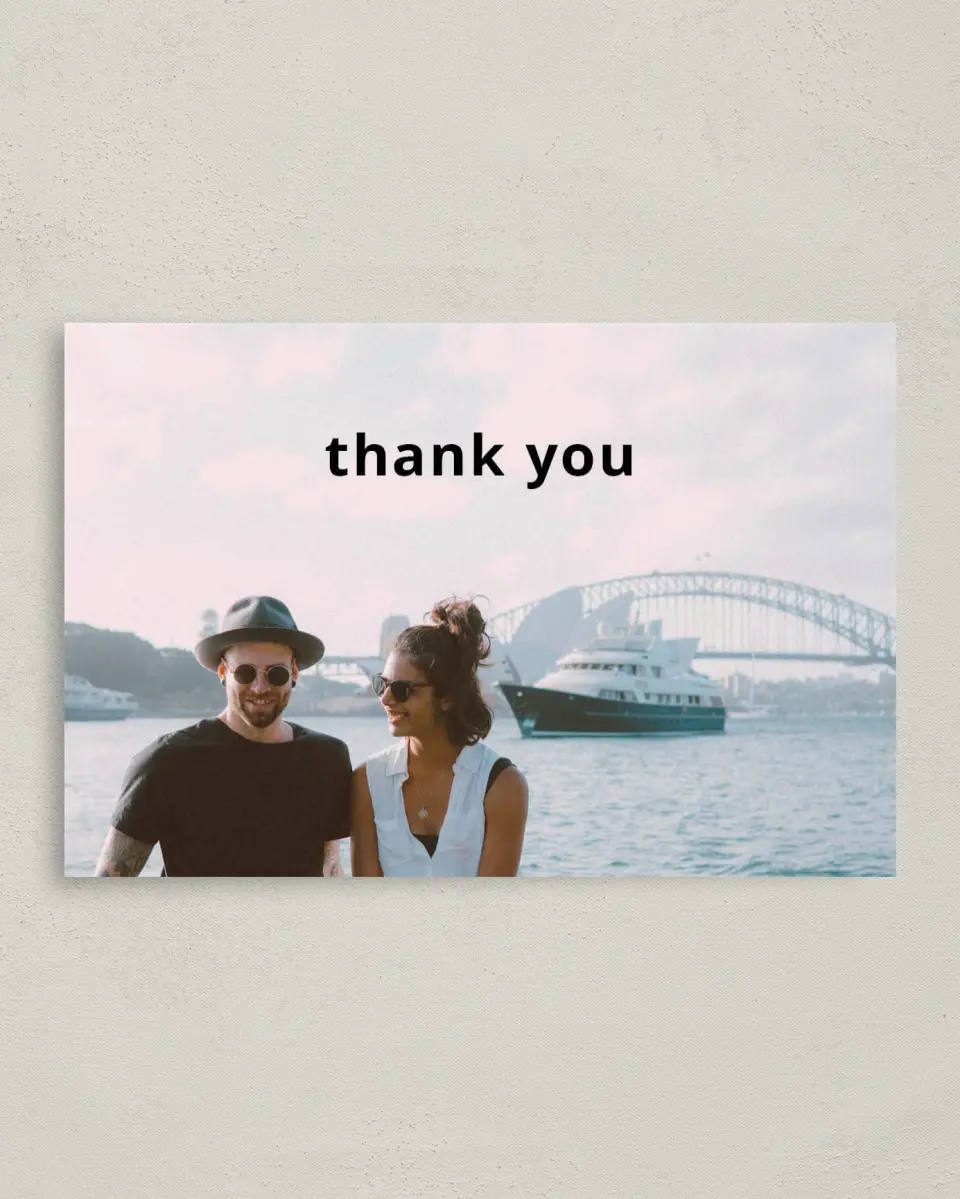 This is a 4" x 6" Folded Thank You Card called Tranquil Paint printed in full color on Premium Smooth paper