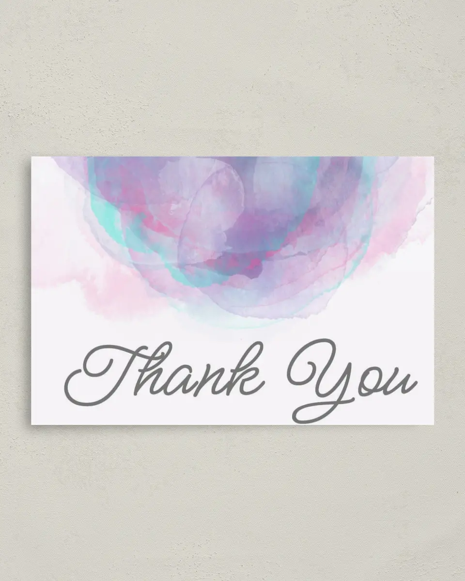 This is a 4" x 6" Folded Thank You Card called Joyful Enchantment printed in full color on Premium Smooth paper