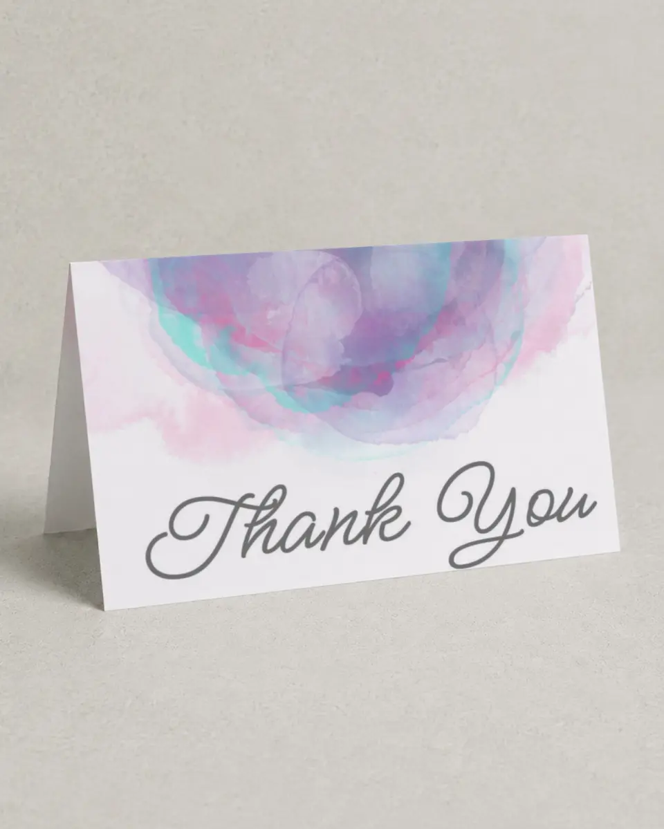 This is a 4" x 6" Folded Thank You Card called Joyful Enchantment printed in full color on Premium Smooth paper