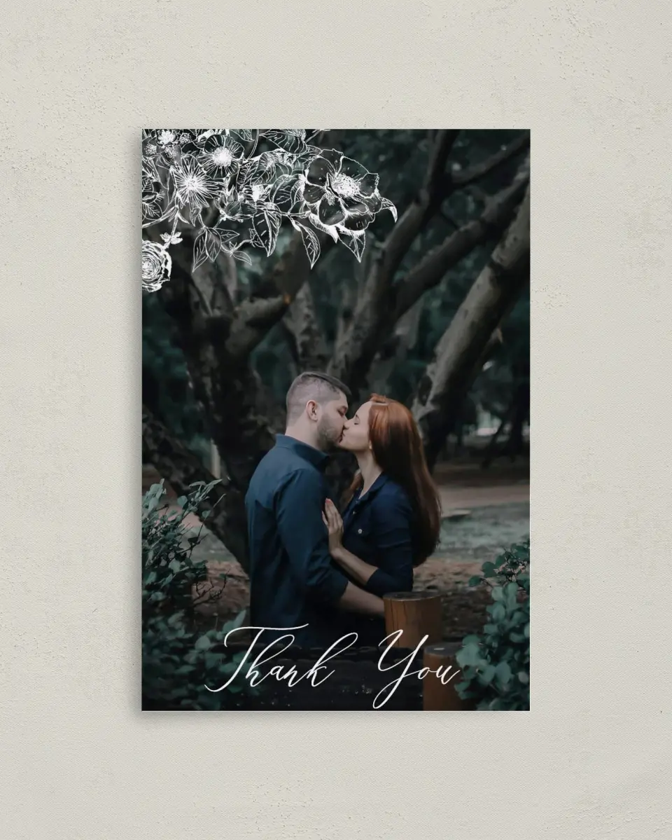 This is a 4" x 6" Folded Thank You Card called Gentle Bouquet printed in full color on Premium Smooth paper