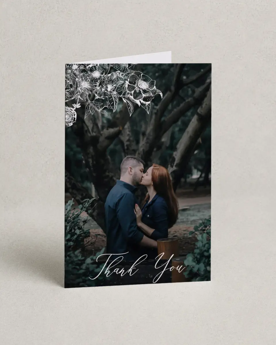This is a 4" x 6" Folded Thank You Card called Gentle Bouquet printed in full color on Premium Smooth paper