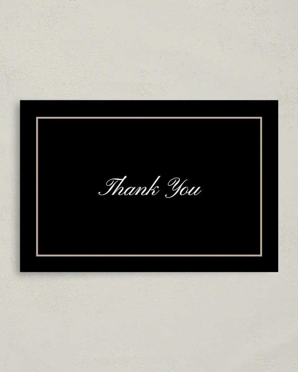 This is a 4" x 6" Folded Business Thank You Card called Scripted Holiday Event printed in full color