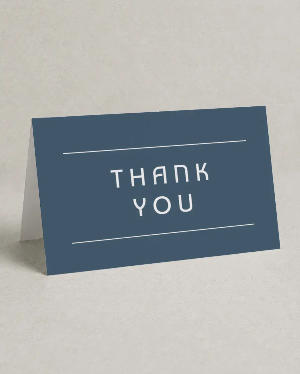This is a 4" x 6" Folded Business Thank You Card called Gracious Gala printed in full color