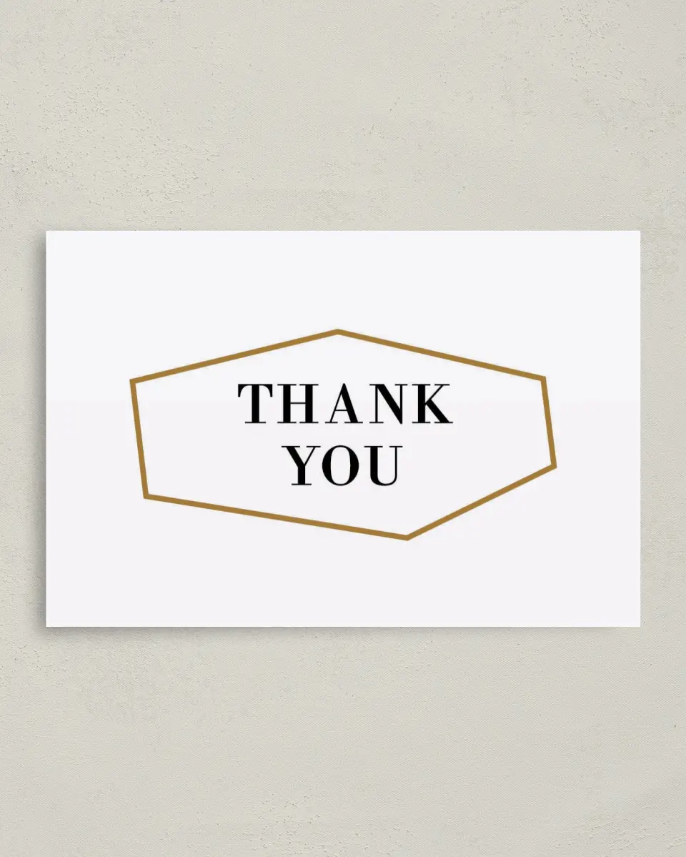 This is a 4" x 6" Folded Business Thank You Card called Black Tie Affair printed in full color