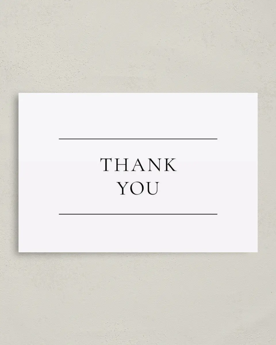 This is a 4" x 6" Folded Business Thank You Card called Simply Appreciated printed in full color