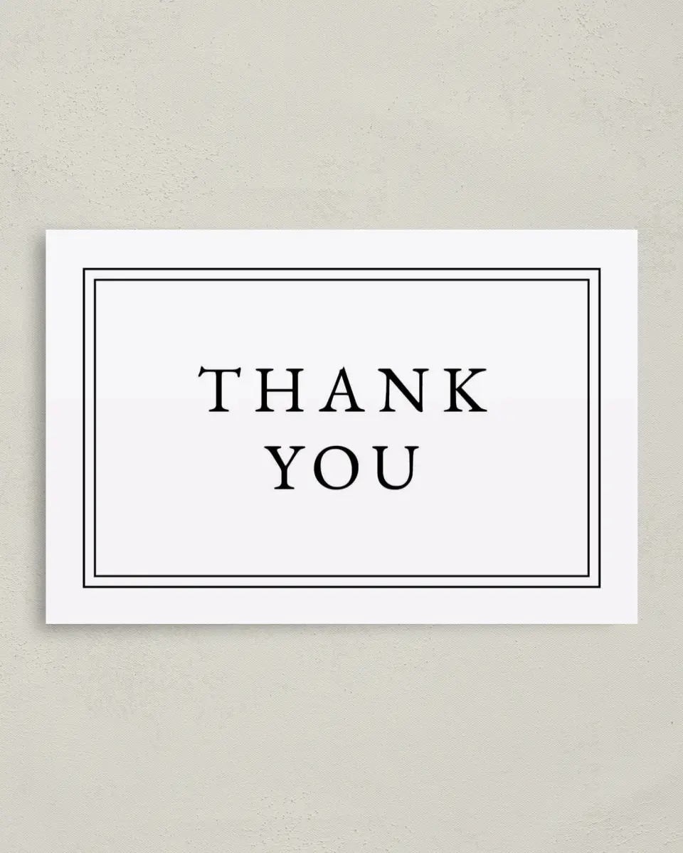 This is a 4" x 6" Folded Business Thank You Card called The Great Debut printed in full color