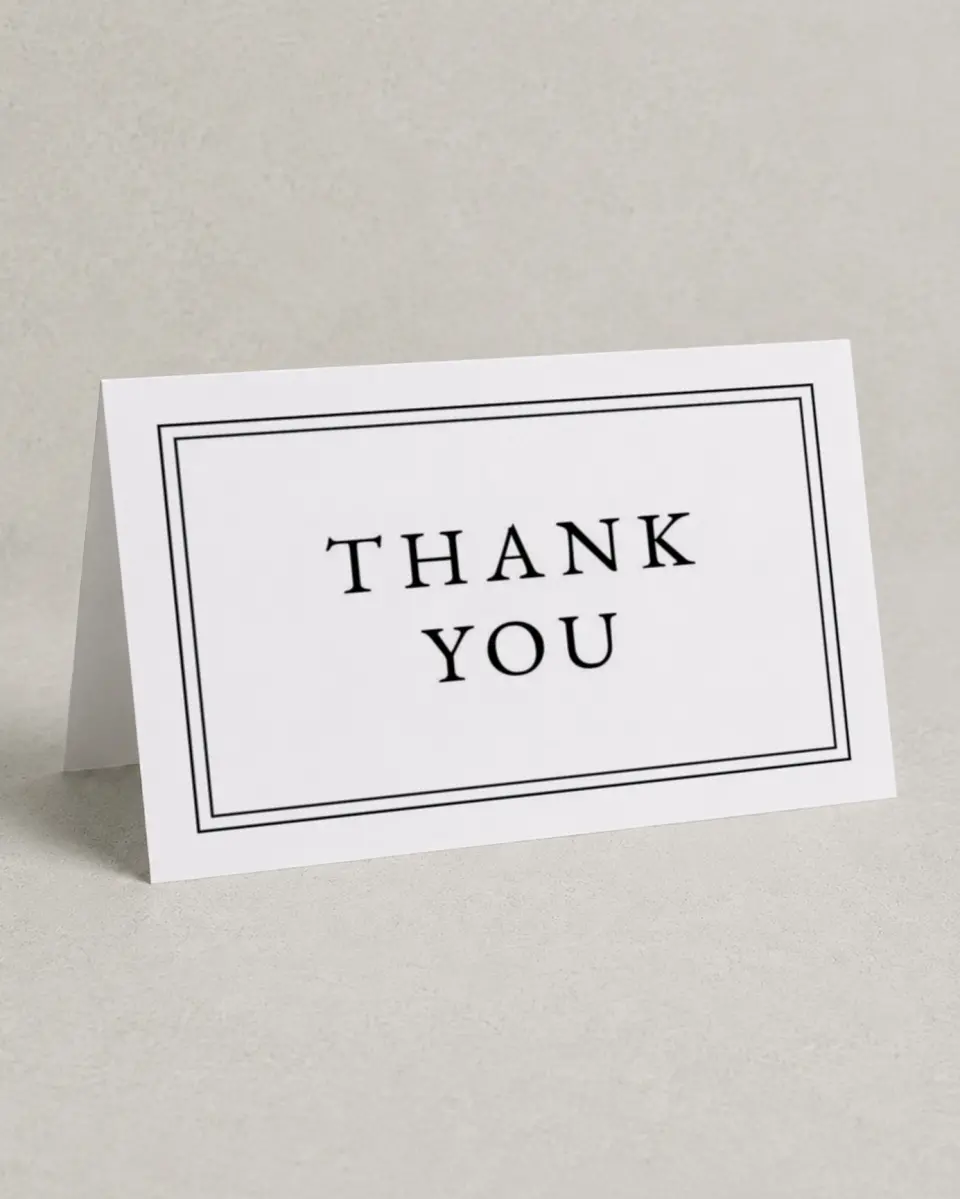 This is a 4" x 6" Folded Business Thank You Card called The Great Debut printed in full color