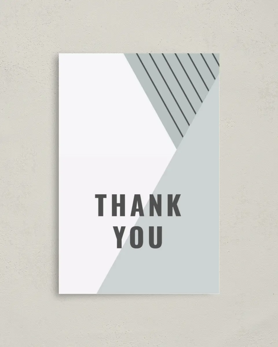 This is a 4" x 6" Folded Business Thank You Card called Grand Opening printed in full color
