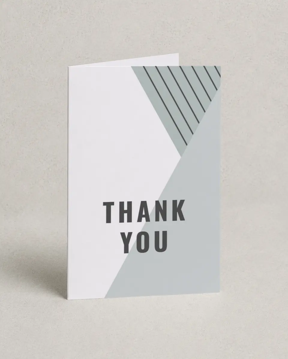 This is a 4" x 6" Folded Business Thank You Card called Grand Opening printed in full color