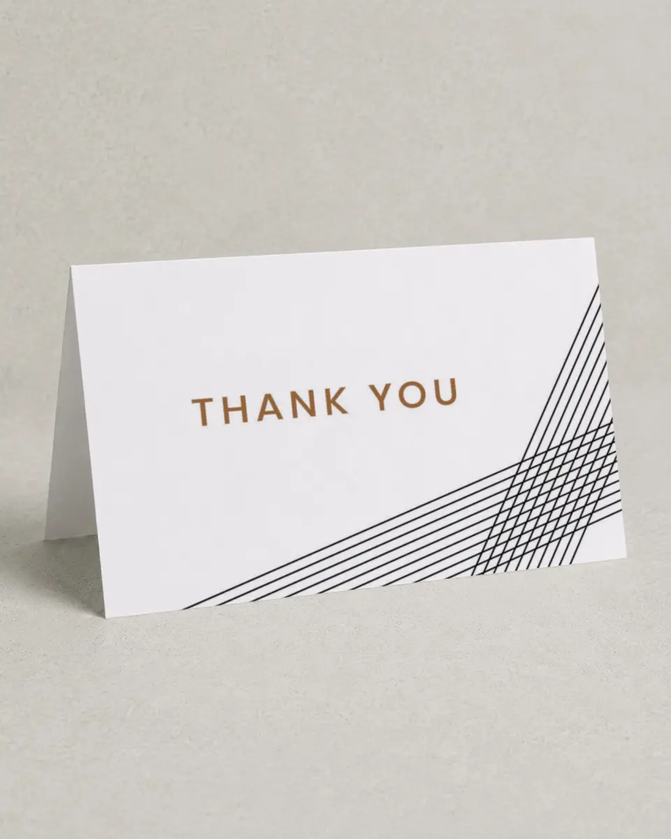 This is a 4" x 6" Folded Business Thank You Card called Debut Celebration printed in full color
