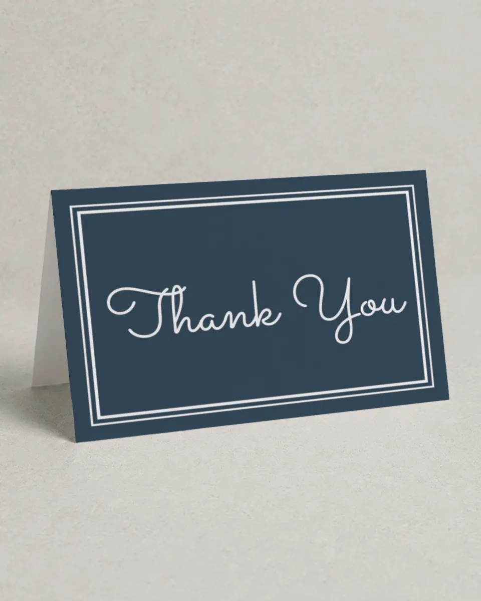 This is a 4" x 6" Folded Business Thank You Card called Anniversary Luncheon printed in full color