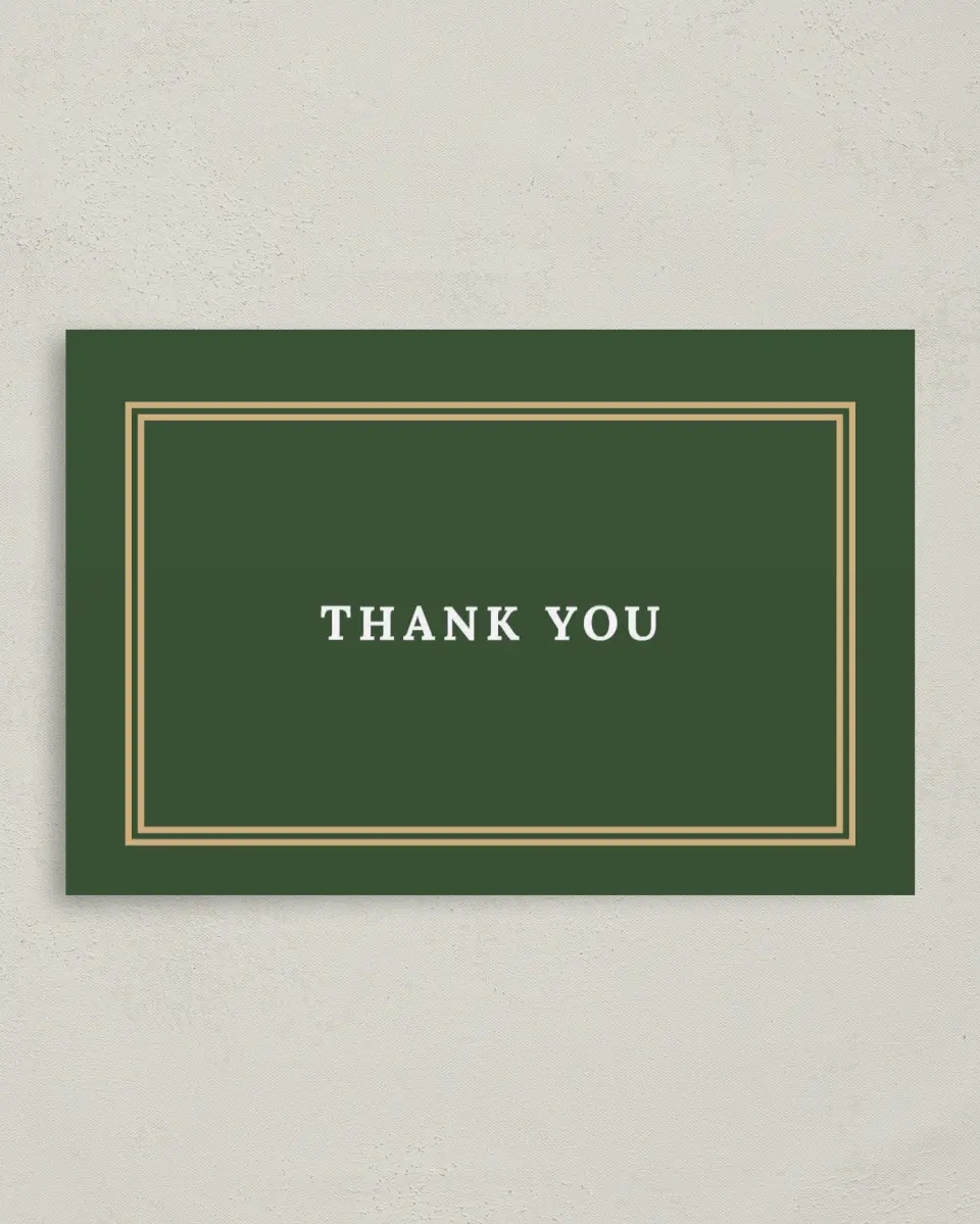 This is a 4" x 6" Folded Business Thank You Card called Classic Tournament printed in full color