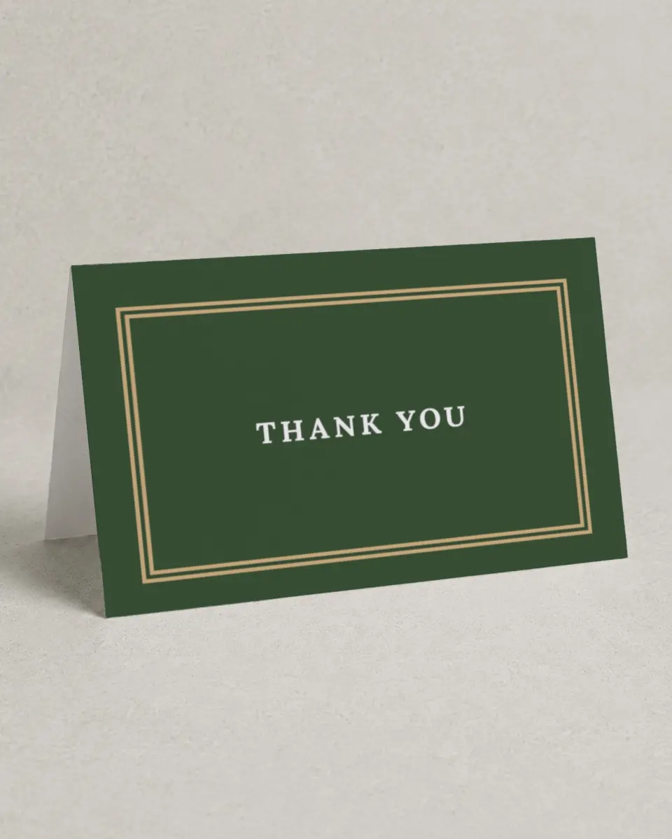 This is a 4" x 6" Folded Business Thank You Card called Classic Tournament printed in full color