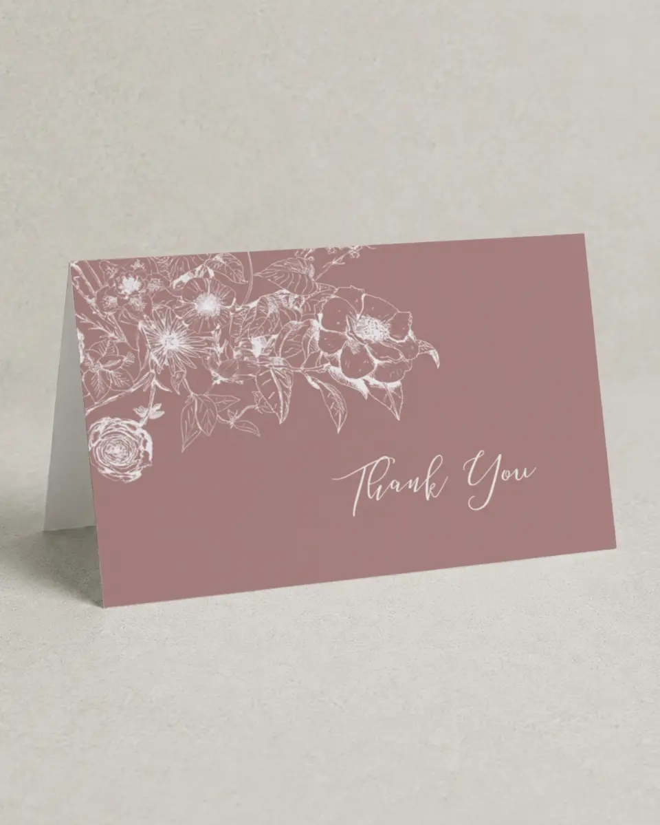 This is a 4" x 6" Folded Newlywed called Spring Floral printed in full color on Premium Smooth paper