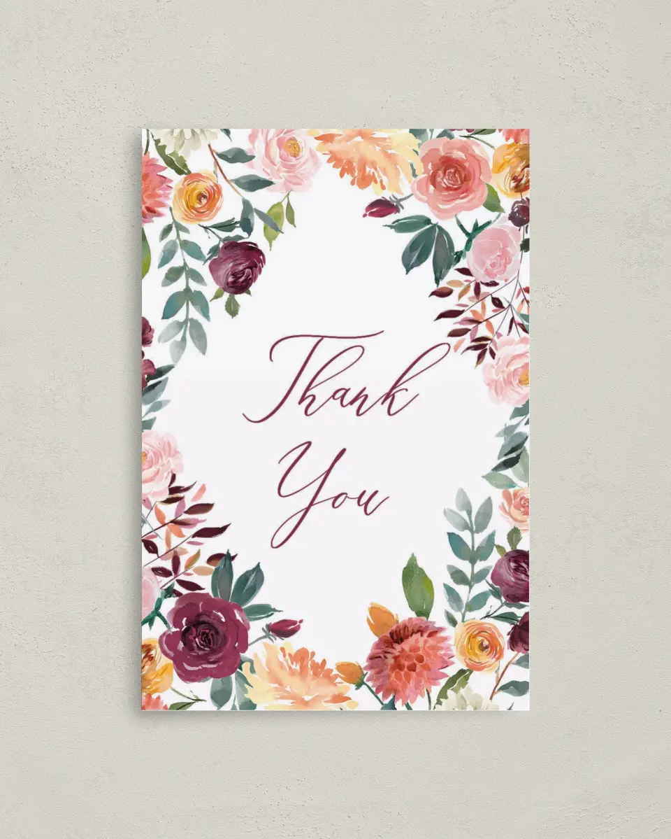 This is a 4" x 6" Folded Newlywed called Bouquet Bliss printed in full color on Premium Smooth paper