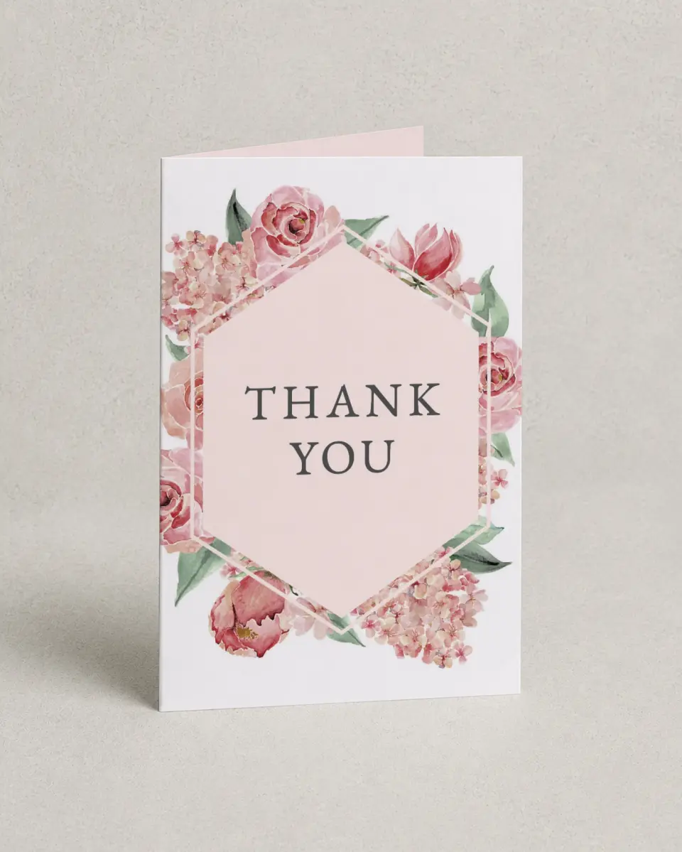 This is a 4" x 6" Folded Newlywed called Floral Elegance printed in full color on Premium Smooth paper