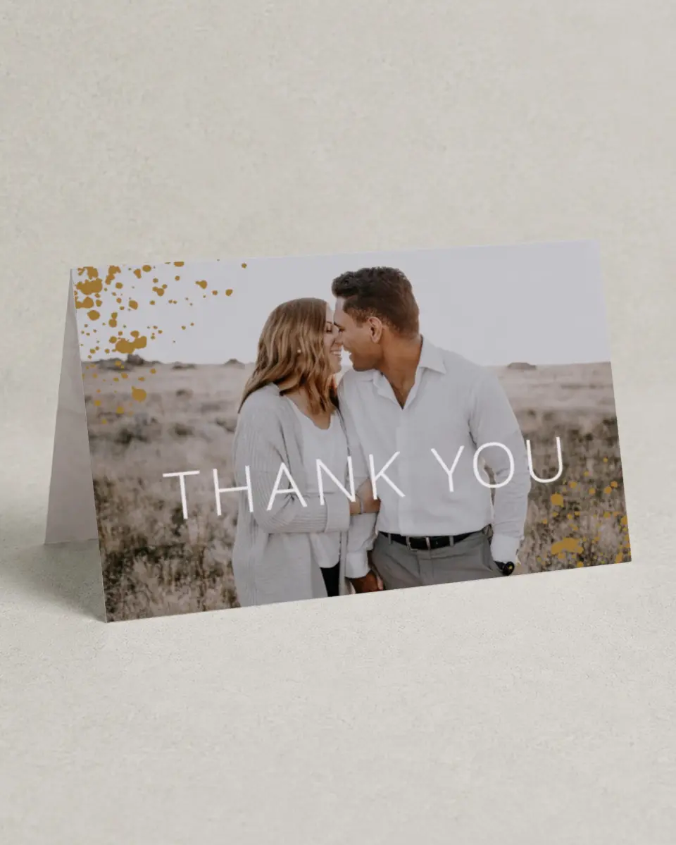 This is a 4" x 6" Folded Thank You Card called Tender Mist printed in full color on Premium Smooth paper