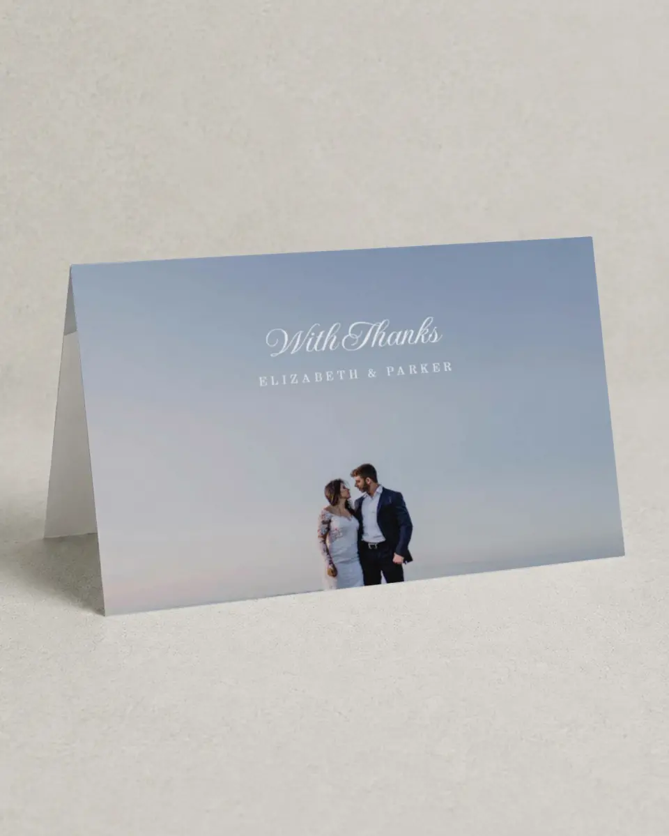 This is a 4" x 6" Folded Thank You Card called Painted Majesty printed in full color on Premium Smooth paper