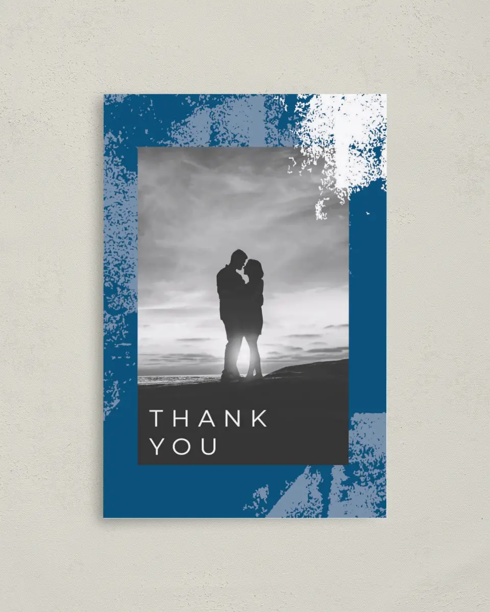 This is a 4" x 6" Folded Thank You Card called Set in Stone printed in full color on Premium Smooth paper
