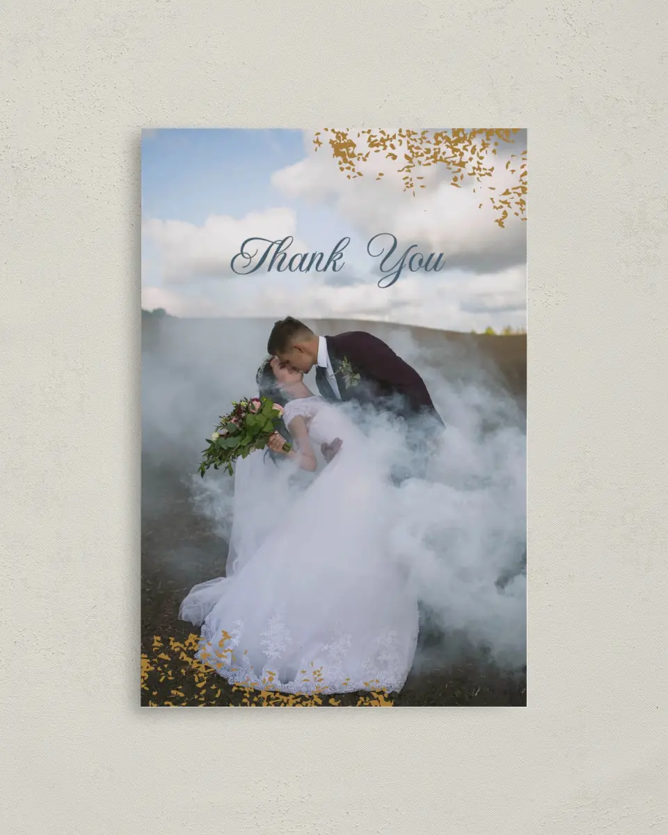 This is a 4" x 6" Folded Thank You Card called Dreamy Sky printed in full color on Premium Smooth paper