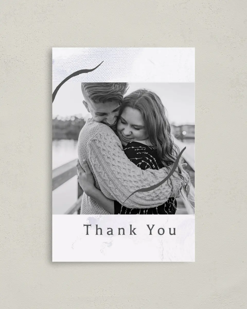 This is a 4" x 6" Folded Thank You Card called Gilded Marble printed in full color on Premium Smooth paper
