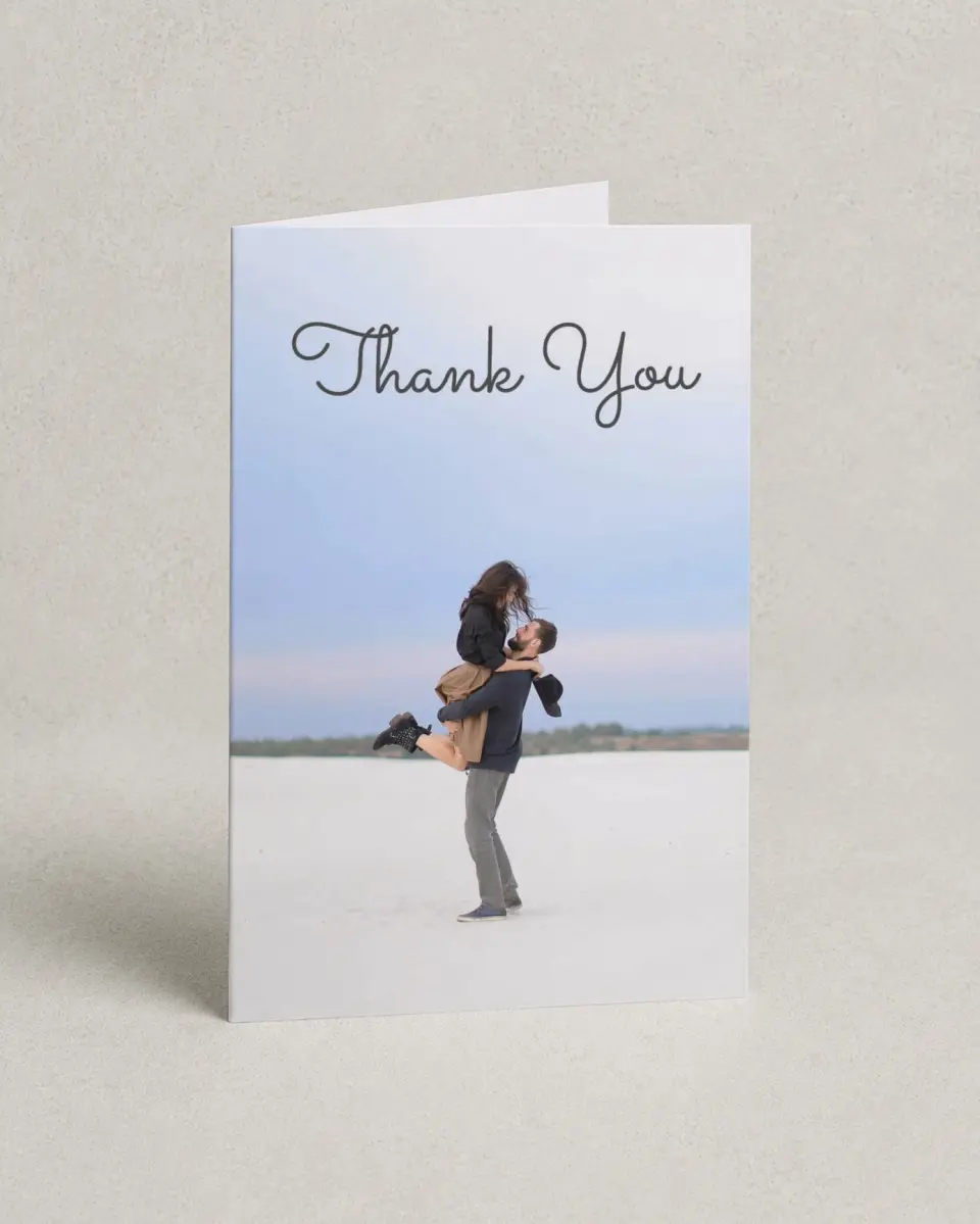 This is a 4" x 6" Folded Thank You Card called Watercolor Rapture printed in full color on Premium Smooth paper