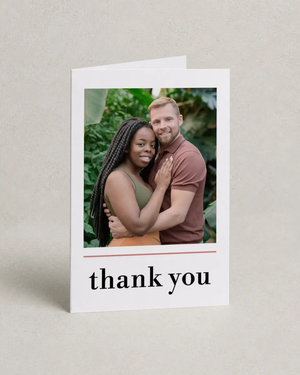 This is a 4" x 6" Folded Thank You Card called Dreamy Meadows printed in full color on Premium Smooth paper
