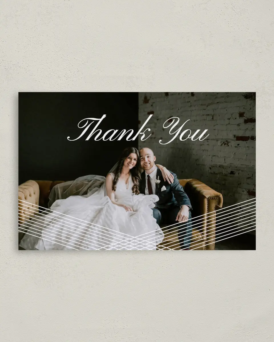 This is a 4" x 6" Folded Thank You Card called Dearest Lines printed in full color on Premium Smooth paper