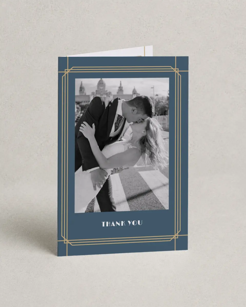 This is a 4" x 6" Folded Thank You Card called Resplendent Frame printed in full color on Premium Smooth paper