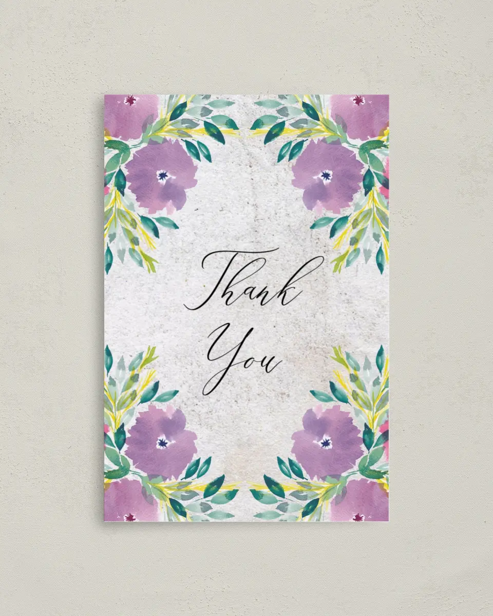 This is a 4" x 6" Folded Newlywed called Wild Blooms printed in full color on Premium Smooth paper