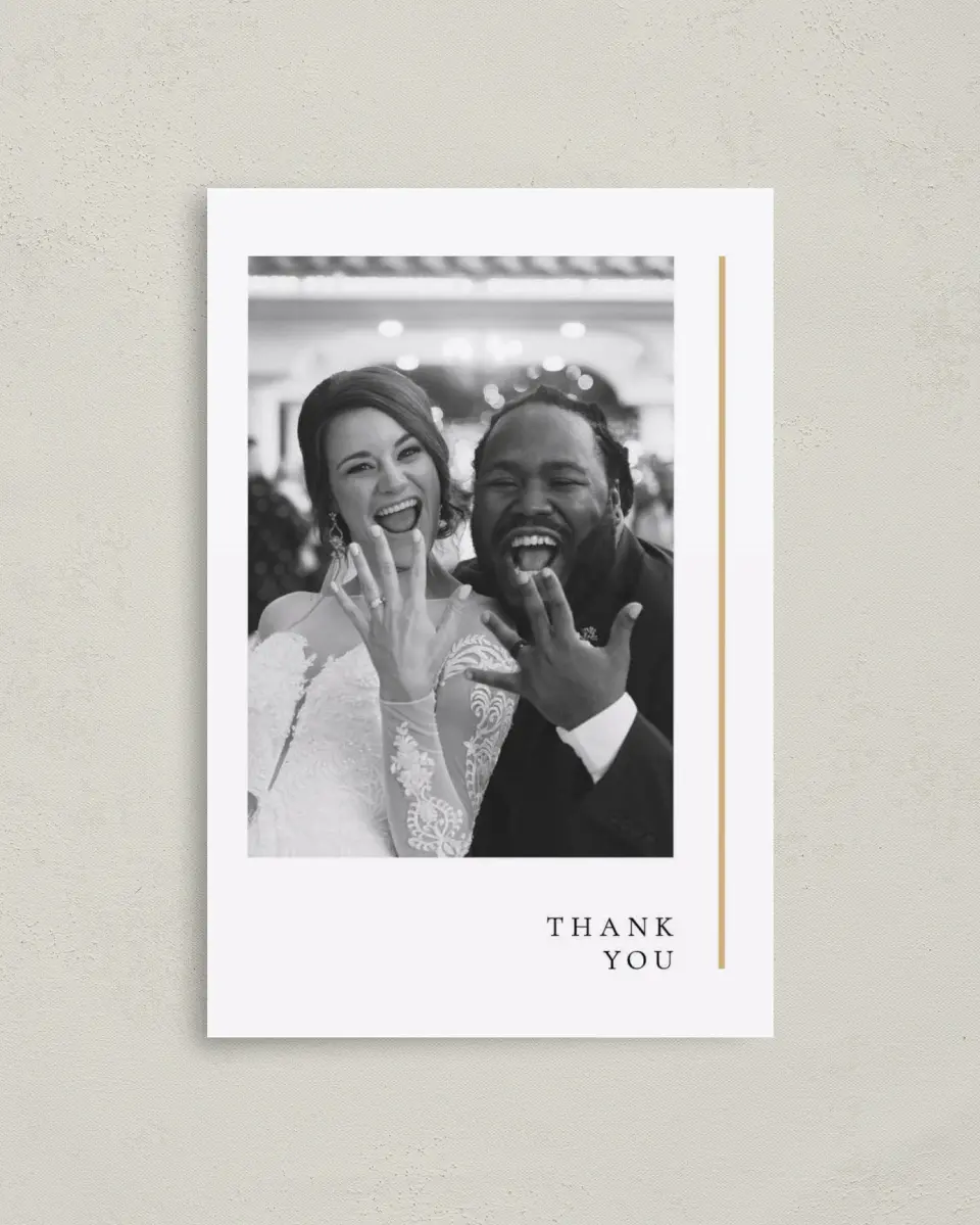 This is a 4" x 6" Folded Thank You Card called Laughing Hearts printed in full color on Premium Smooth paper
