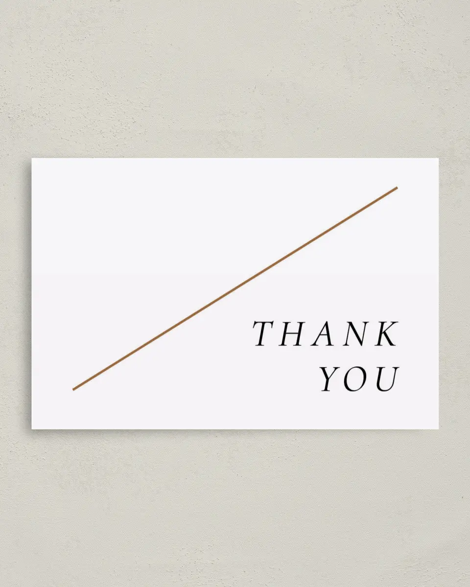 This is a 4" x 6" Folded Thank You Card called Sneek Peek printed in full color on Premium Smooth paper