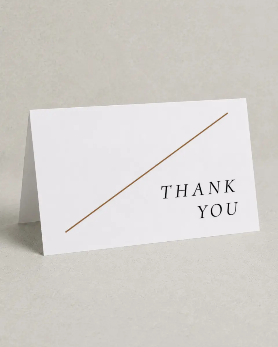 This is a 4" x 6" Folded Thank You Card called Sneek Peek printed in full color on Premium Smooth paper