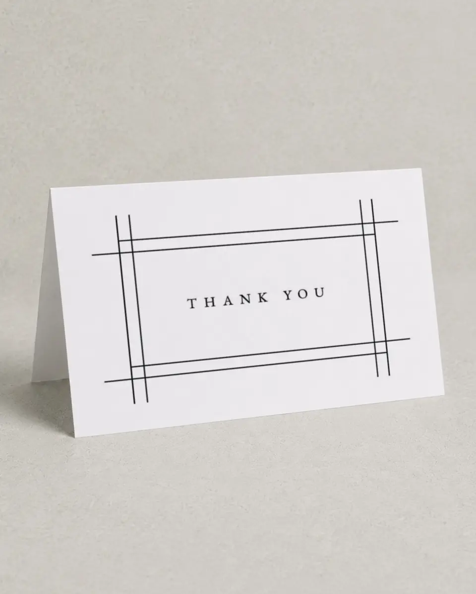 This is a 4" x 6" Folded Thank You Card called Mod Frame printed in full color on Premium Smooth paper
