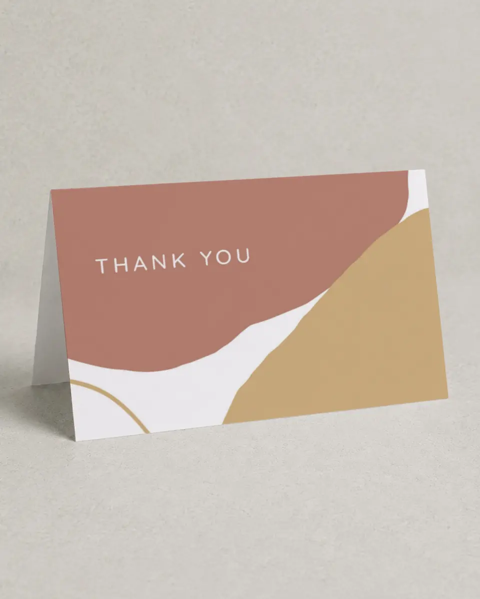 This is a 4" x 6" Folded Thank You Card called Contemporary Bubbles printed in full color on Premium Smooth paper