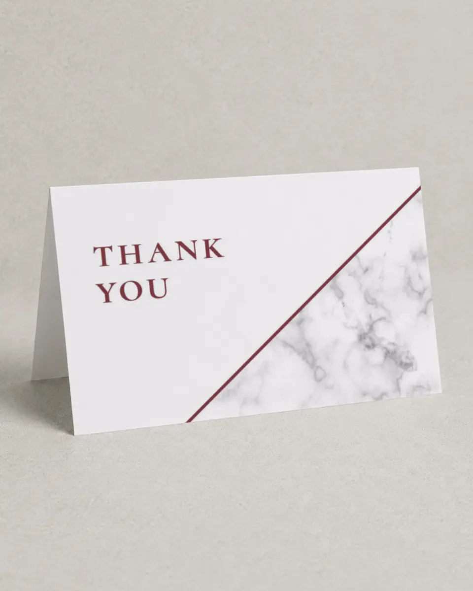 This is a 4" x 6" Folded Thank You Card called Bold Banner printed in full color on Premium Smooth paper