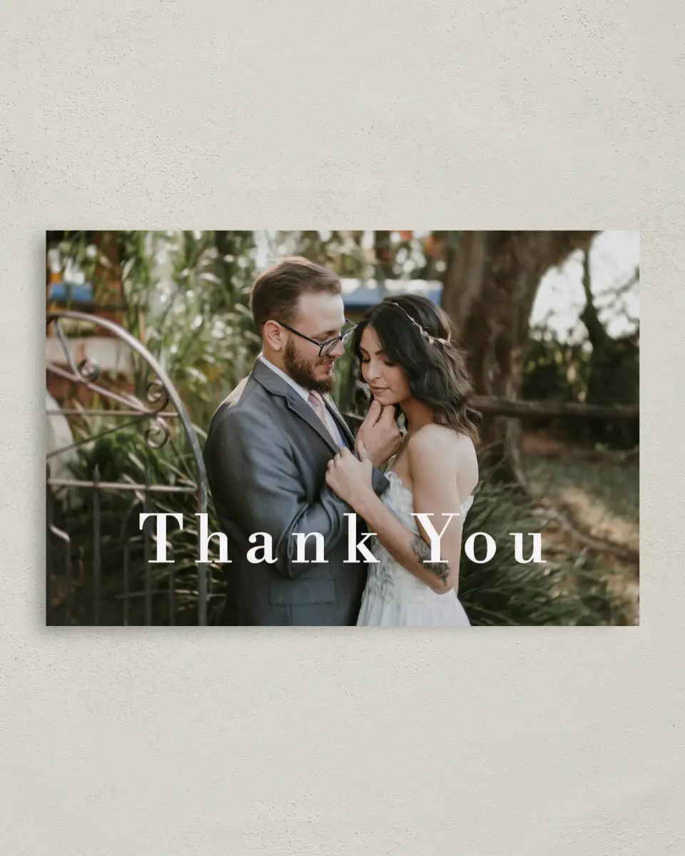 This is a 4" x 6" Folded Thank You Card called Perfect Picture printed in full color on Premium Smooth paper